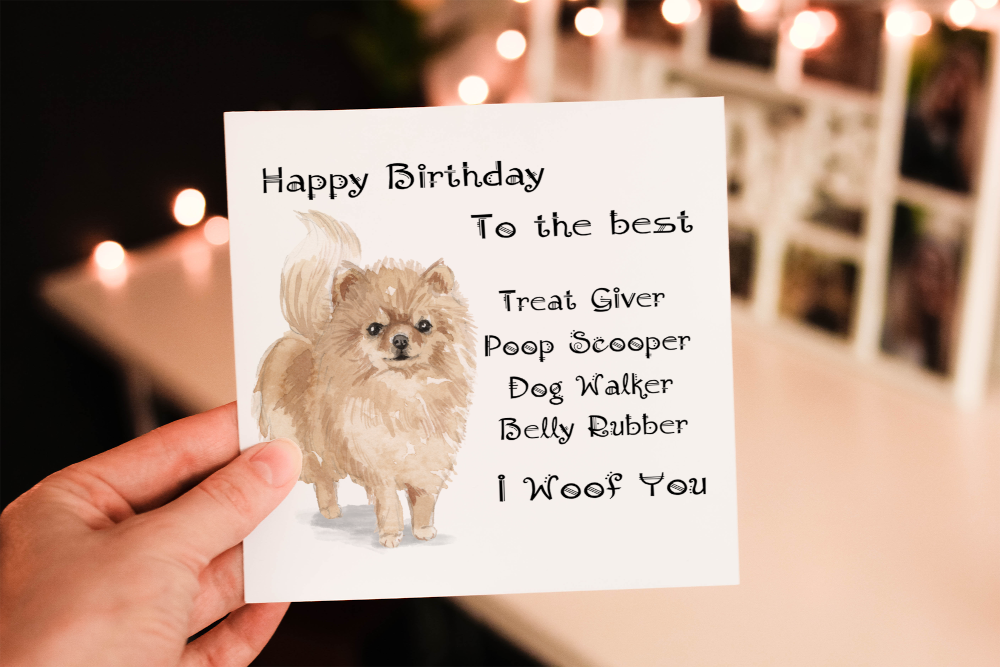 Pomeranian Dog Birthday Card, Dog Birthday Card